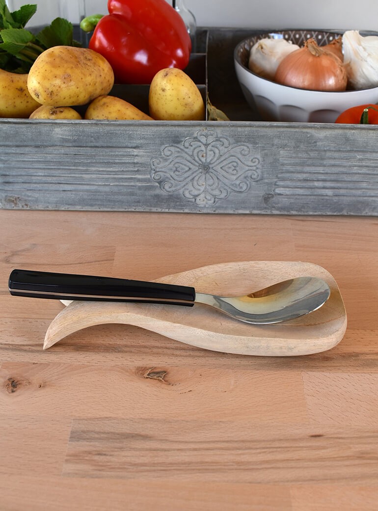 Repose cuillère en émail et bois de manguier – INSIDE Box - Shop - Conseil